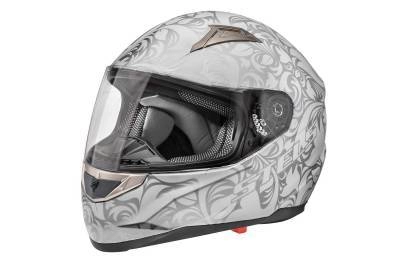 Шлем STELS FF389, белый с узорами